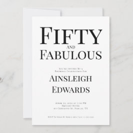 Invitación Minimal Fifty and Fabulous 50th Birthday Party