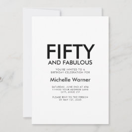 Invitación Minimal Fifty and Fabulous 50th Birthday Party