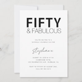 Invitación Minimal Fifty and Fabulous 50th Birthday Party