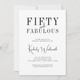 Invitación Minimal Fifty and Fabulous 50th Birthday Party