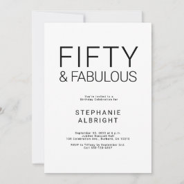 Invitación Minimal Fifty and Fabulous 50th Birthday Party Inv