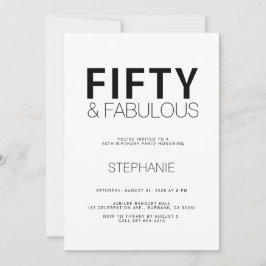 Invitación Minimal Fifty and Fabulous 50th Birthday Party Inv