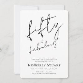 Invitación Minimal Fifty and Fabulous 50th Script Birthday