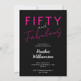 Invitación Minimal Fifty and Fabulous Pink 50th Birthday