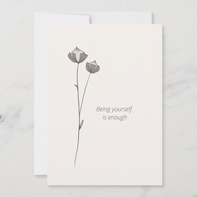 Invitación Minimal Flax Card -Being yourself is enough (Anverso)