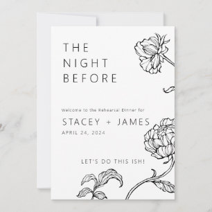 Invitación Minimal Floral La Noche Antes de la Cena de Ensa