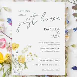 Invitación Minimal Floral Nada Lujoso Solo Amor Boda