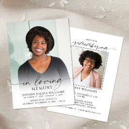 Invitación Minimal Funeral Memorial Photo In Loving Memory