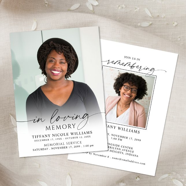 Invitación Minimal Funeral Memorial Photo In Loving Memory (Subido por el creador)