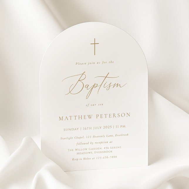 Invitación Minimal Gold Calligraphy Baptism (Subido por el creador)