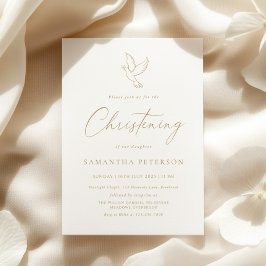 Invitación Minimal Gold Calligraphy Christening