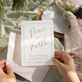 Invitación Minimal|Gold Peace on Earth Christmas Card