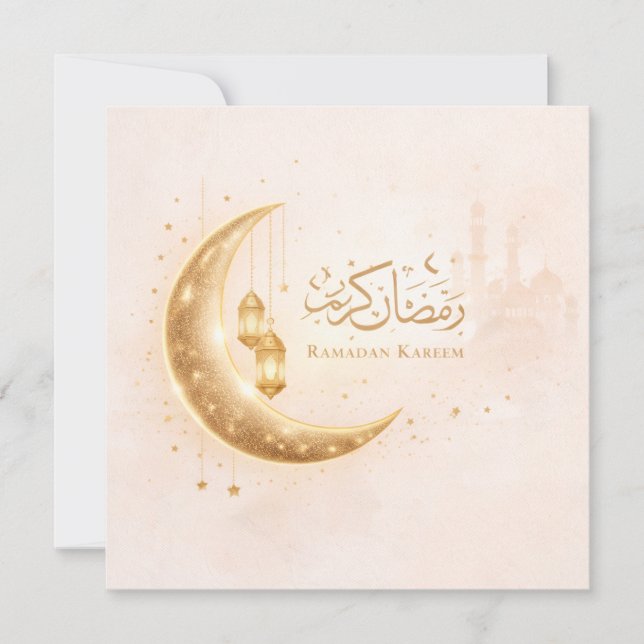 Invitación Minimal Gold Ramadan Kareem Card– Elegant Islamic (Anverso)