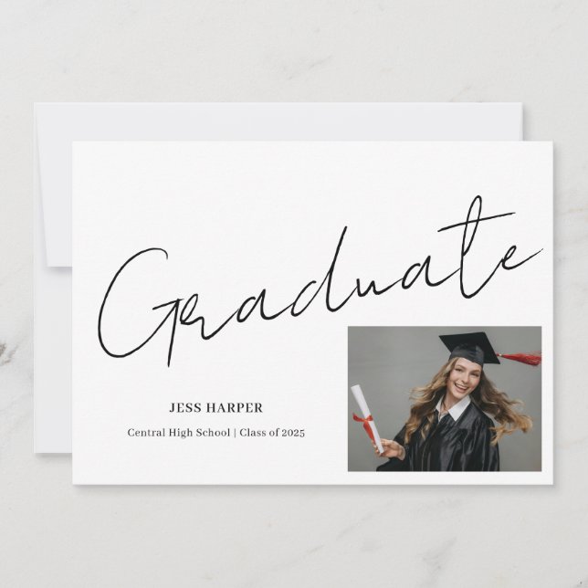 Invitación Minimal Graduate Photo High School Graduation (Anverso)