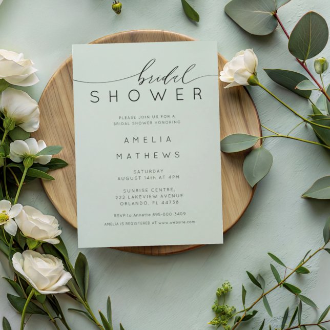 Invitación Minimal Green Bridal Shower (Subido por el creador)