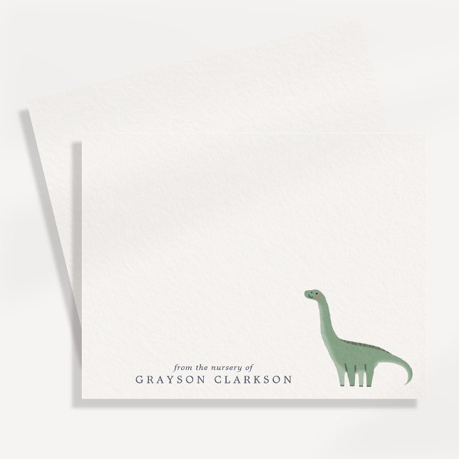 Invitación Minimal Green Dinosaur Nursery Note Card (Subido por el creador)