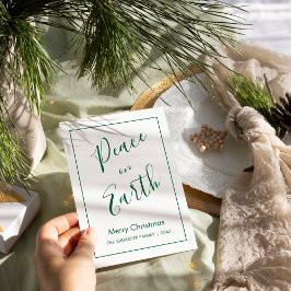 Invitación Minimal|Green Peace on Earth Christmas Card