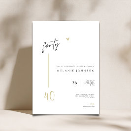 Invitación Minimal Handwritten 40th Birthday Party Invitation