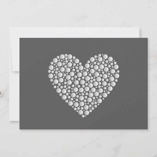 Invitación Minimal Heart Circles – White Gradient on Dark  (Anverso)