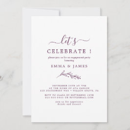 Invitación Minimal Hoja | Berenjena "Celebremos" 