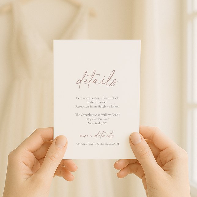 Invitación Minimal Ivory Wedding Details Card (Subido por el creador)