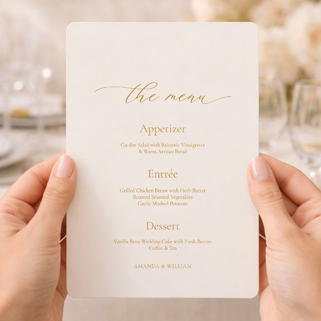 Invitación Minimal Ivory Wedding Menu with Calligraphy Header (Subido por el creador)