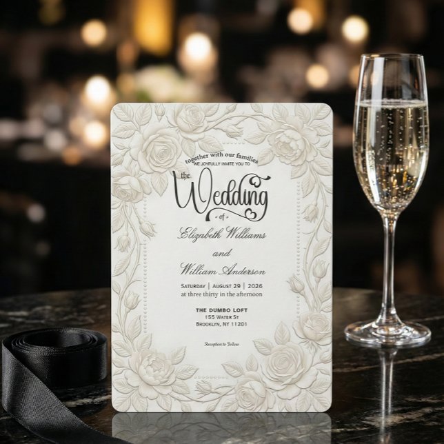 Invitación Minimal Ivory White Formal Typography Wedding (Subido por el creador)