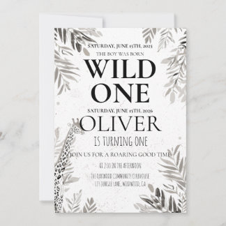 Invitación Minimal Jungle Wild One 1st Birthday Greenery