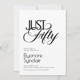 Invitación Minimal Just Fifty 50th Birthday Party