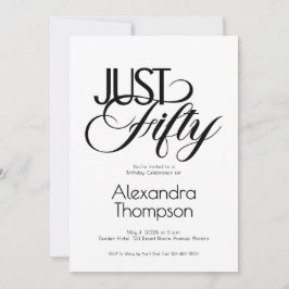 Invitación Minimal Just Fifty 50th Birthday Party