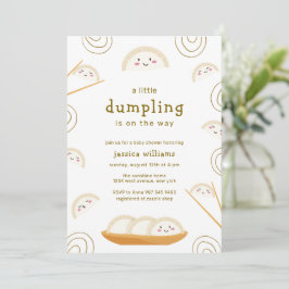 Invitación Minimal Kawaii Boho Bao Dumpling Baby Shower 