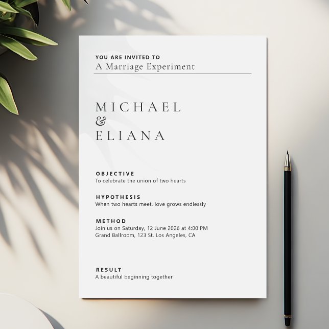 Invitación Minimal Lab Report Style Wedding (Subido por el creador)