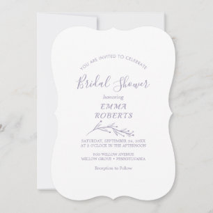 Invitación Minimal Leaf Baby Shower Polvo Morado