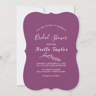 Invitación Minimal Leaf Desayuno Nupcial Morado de Frutas