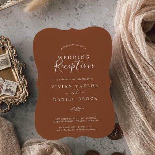 Invitación Minimal Leaf Recepción de Boda de Terracota