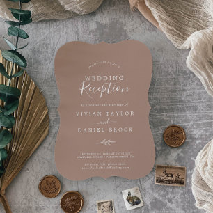 Invitación Minimal Leaf Recepción de Boda Neutral