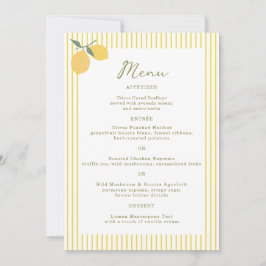 Invitación Minimal Lemon Amalfi Coast 5x7 Wedding Menu Card