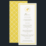 Invitación Minimal Lemon Amalfi Coast Wedding Menu Card<br><div class="desc">Minimal Lemon Amalfi Coast wedding menu card designed for a cheerful Italian summer wedding reception. This bright Mediterranean-inspired design blends preppy minimalism with Amalfi citrus aesthetics, perfect for the modern coastal bride planning a sunny destination celebration. Style your reception tables with lemon centerpieces, linen runners, and blue Mediterranean accents for...</div>