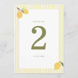 Invitación Minimal Lemon Amalfi Coast Wedding Table Number