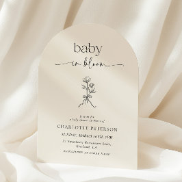 Invitación Minimal Line Art Wildflower Baby Shower Invitation