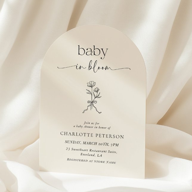 Invitación Minimal Line Art Wildflower Baby Shower Invitation (Subido por el creador)