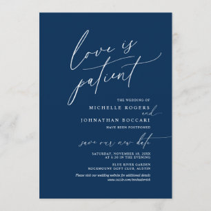 Invitación Minimal Marina, Amor en paciente, boda pospuesta
