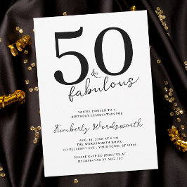Invitación Minimal Modern Fifty and Fabulous 50th Birthday