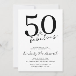 Invitación Minimal Modern Fifty and Fabulous 50th Birthday
