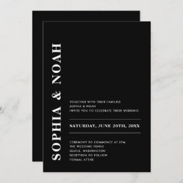 Invitación Minimal moderna de matrimonio negro y blanco elega