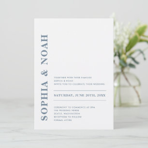 Invitación Minimal moderno Alice Blue Elegant Wedding