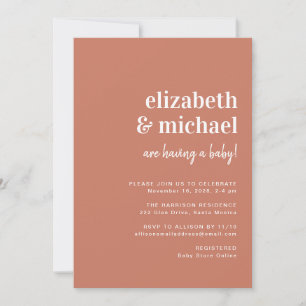 Invitación Minimal moderno Terracota Parejas Baby Shower