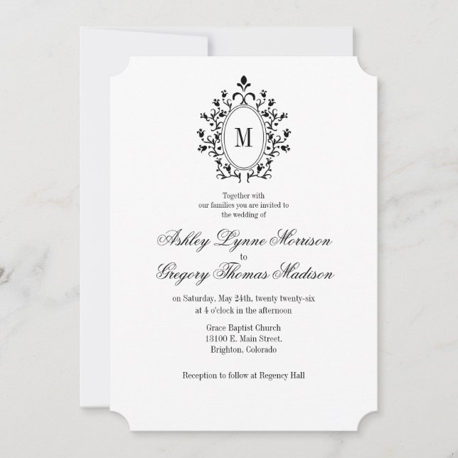 Invitación Minimal Monogram Wedding Invitation (Anverso)