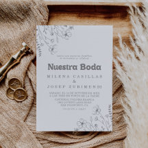 Minimal Muted Gray Wildflower Nuestra Boda Boda