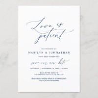 Minimal Navy, El amor es paciente, boda pospuesta